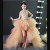 Girl's Dresses Glizt Long Trailing Flower Girls For Wedding Pink Tutu Floral Kids Pageant Dress First Communion Party Prom