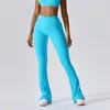 Active Pants CUTIES Ribbed High Waist Flare Leggings Women Neon Bell Bottom Sports Seamless Gym Fitness Trainning Tight 2023 Sweatpants