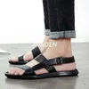 Baotou – sandales d'été en cuir véritable pour hommes, tongs de plage à la mode, chaussures à trous, décontractées, d'intérieur, 230508