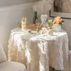 Tkanina stołowa biała haftowany obrus francuski kraj księżniczka retro koronkowa lekka luksusowa romantyczna dekoracja urodzinowa