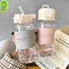 1Pc Creative Water Bottle with Straw Portable Cute Plastic Drinking Bottle Leak-proof Drinkware for Drinking Milk Coffee Tea