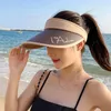 Stingy Brim Hats Rimiut Elegant Cool Summer Women Sun Plastic Adjustable Beach Protect Caps Empty Top Cliped Hat 230508