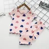 Ensembles de vêtements amour imprimer vêtements d'été pour bébé fille pyjamas décontractés pyjama 2 pièces vêtements tenues enfants T-shirt à manches courtes