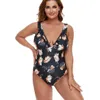 Women's Plus Size Swimwear L4XL 4 Style Women's One Piece Swimsuit Big Plus Size Print Ruffle Swimsuit Conservative Swimwear Beachwear Summer New Z0508