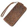 財布男性のための本物の革の長い財布本物の財布クラッチバッグマン女性ハンド6 "リストベルト付きiPhone