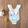 Dwuczęściowe Summer Cute Infant Baby Baby Swimsuit Nowonarodzona skorupa nadruk stroju kąpielowego dziewczyna roślinna back-back-Backless Toddler One Piece Bikini