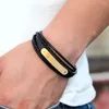 Bracelets porte-bonheur XQNI luxe Design incurvé accessoires en acier inoxydable bouton magnétique tresse Bracelet en cuir multicouche pour hommes Punk bijoux