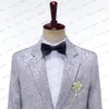 Men's Suits Blazers SILIWEYA Arrival Men Suits Gray Wedding Tuxedo for Groom Satin Lapel Groomsmen Wedding Man JacketPants 230509