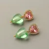 Stud Earrings Colored Glass Love Stone Heart-shaped Blue Pink Niche Temperament