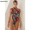 Simkläder baddräkt Kvinnor Floral One Shoulder Swimwear Female Cut Out Monkini Bodysuit Beach Swimming Beachwear 230508