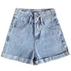 Shorts pour femmes FTLZZ printemps été femmes bleu clair taille haute jean ample Shorts Streetwear dames Denim Mini fermeture éclair A-ligne Shorts 230509