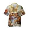 Casual shirts voor mannen jumeast 3d Grieks mythologie mannelijk shirt met goden zeus patroon korte zomerhoes Hawaiian voor mannen baggy streetwear