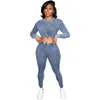 Women's Two Piece Pants Set Women Print Knit Tracksuit Crop Top And Pant Sets Jogging Suits For Stretchy Streetwear Matching