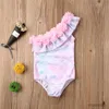 Maillot de bain deux pièces pour bébés filles, body sans manches, imprimé écailles de poisson, à volants, décolleté fleuri