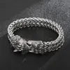 Łańcuch Fongten Wolf Head Animal Punk Men Bransoletka Viking Retro Stal nierdzewna opaska na nadgarstek Trendy Mesh Chain Biżuteria 230509