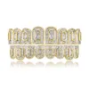 Ristar Jewelry Fashion 14K Gold Plated Teeth Diamond Grillz Iced Out 3A Cubic Zircon Teeth Grill Man Women Hip Hop Jewelry