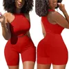 Damskie dresy dwupoziomowe Zestaw kobiet Summer Solid Color TrackSuits Bez rękawów kamizelki uprawne topy chude szorty 2pcs sex sexy fitness klubowy 230508