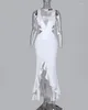 Freizeitkleider Sexy Hochzeitsgast für Frau 2023 Sommerleiter ausgeschnitten unregelmäßiger Rüschensaum V-Ausschnitt asymmetrisches elegantes Partykleid