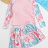 Tvådelar 1-12 Baby Girl Split Swimsuit Spring Summer Flower Print T-shirt kjoldräkt för barn mode barn kläder flickor badkläder
