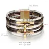 Charm Armband ZG Armband Ladies Metal Charms Leather Multilayer Magnetic Buckle Bangle Kvinnsmycken