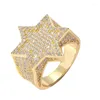 Rings de cluster Hip-hop Star Star RNG RNG Micro-Inclina de Zircão Personalidade Hiphop Os acessórios da moda masculina