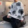 Herentruien cool man trui mode cartoon printen kleine duivel all-match losse pullovers casual hip hop jumpers tops gebreide mannen