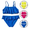 Children's swimwear 2022 Girls Two-pieces Swimsuit Ruffle Style Girls Swimwear Hollow Kids Children's Swimwear For 5-14years Girls Swimsuits 9031 P230509