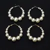 Handmade Pearl Beaded Hoop Gold Silver Color Earring Jewelry For Women Girl Party Club Wedding Fashion Accessories