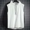 Mens tanktops zomer spier hoodie vest mouwloze bodybuilding sport workout fitness shirt hoogwaardige casual hiphop 230509