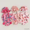 Costume da bagno per bambina a due pezzi Costume da bagno per bambina con stampa floreale fragola carina Costumi da bagno per bambina Costume da bagno estivo per bambini Costume da bagno Cappello per il sole