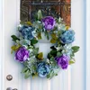 Fleurs décoratives guirlande artificielle signe de bienvenue décor à la maison couronne Anti-fade couleur vive en plastique Style euraméricain