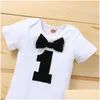 Clothing Sets Baby Boy One Year Birthday Outfit 1St Toddler Clothes Party Formal Red Black Grayclothing Drop Delivery Kids Maternity Dhgsy