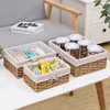 سلال التخزين المصنوعة يدويًا مربع تخزين غسالة الخوص سلة سطح المكتب Sndries Cosmetics Commitizer Clothing Books Snacks Toy Storage Box 230508