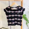 Vintage Pattern Tanks Knitted T Shirt With Letter Emblem High Quality Womens Tank Tops Three Colors