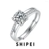 Cluster Ringe SHIPEI Solide 925 Sterling Silber Real Moissanite VVS1 D Farbe 1CT Diamanten Frauen Ring Hochzeit Engagement Schmuck GRA Großhandel