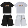 Designer Mode Kleidung T-Shirt T-Shirts Trapstar Regenbogen Handtuch Stickerei High Street Casual Baumwolle Rundhals Kurzarm T-Shirt Shorts Capris Set Sommer für