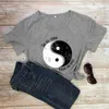 Koszulki damskie T-shirt No Harm Yin Yang Graphic Shirs Hippie Tee Tee Women Trendy Casual Cottton 90s Estetyczne topy