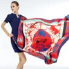 Sarongs Twill Silk Women Scarf 130130cm Euro Plaid Gezi koets Gedrukte print vierkante sjaals Hoogwaardige cadeau Fashion grote sjaal 230508