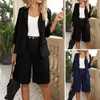 Damen Trainingsanzüge Chic Damen Blazer Shorts Set knielange Hosen Lady Business Outfit Doppelknöpfe Tägliche Abnutzung Gerade