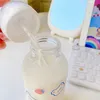 Chaude 320 ml Kawaii fraise ours verre bouteille d'eau pour filles enfants adulte lait jus paille tasse givré étanche bouteilles à boire