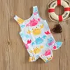 Children's Swimwear 2023 Baby Swimsuit Girls One Piece Swimsuit Summer Kids Kinderen schattig krab/donutprint mouwloos bad voor vakantie P230509