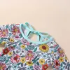 Tvådelar Småbarn Baby Girls Badkläder Summer Floral Print Långärmad baddräkt Simpool Spring Swimsy med badmössa