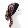 New Women Printed Pre-Tied Muslim Turban Hijab Cancer Chemo Sleep Hat Hair Care Cover Head Wrap Hair Loss Hat Headwear Bandana