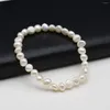 Link Bracelets Natural Freshwater Pearl Irregular Round Beads Bracelet Craft For Jewelry Making DIY Anklet Accessories Charm Gift Party