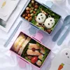 Setwares Sets 1 Set Bento Box Cartoon Shape Compartiment Snap-ontwerpping Goede verzegeling Kawaii Kindergarten Kinderen Lunch met servies