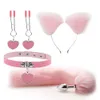 Anal Toys 4st Set Metal Tail Anal Plug Ear Nipple Clamp Collar Vuxna spel Erotiska cosplay Anal vuxna sexleksaker för kvinnliga par 230508