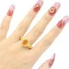 Pierścienie klastra 19x12 mm Wspaniały 4.4 g Stworzony prezent urodzinowy cytrynowy 14K Złoty srebrny pierścień dla kobiet