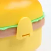 Zestawy naczyń obiadowych Śliczne widelec hamburger burger lunch pudełko pojemnik na podwójny poziom bento lunchbox
