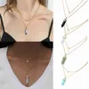 Pendant Necklaces Fashion Crystal Natural Stone With Glass Hexagon Neck free shipping items women y2k accessories Y23