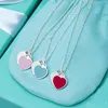 Heart tag luxurious necklace return to heart necklaces womens cute design forlady trendy tiktok pink blue plated silver chain mother s day gift ins nice E23